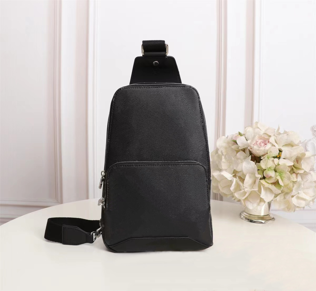 

Mens shoulder bag cross body sling bag manbag chest pouch, 3;brown + monogram