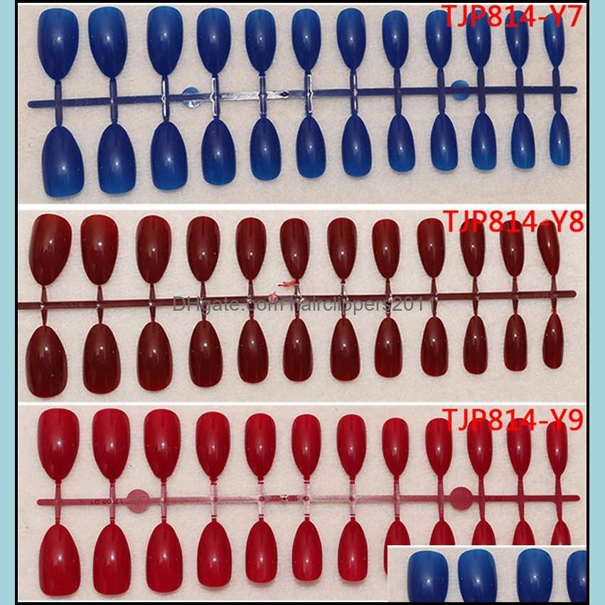 

False Nails Nail Art Salon Health Beauty Fake Shinning Surface Fl Tips Black Coffin Design Medium Size Flat Stiletto Diy Manicure Acrylic, 24pcs/lot