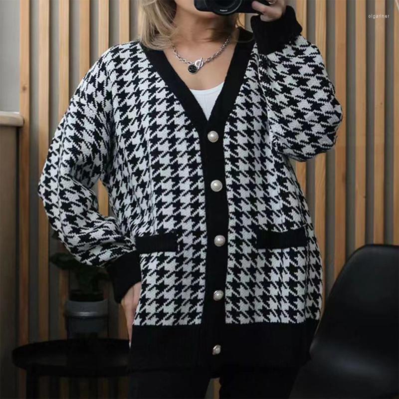 

Women' Knits & Tees Women Long Coats Knitted Sweater Autumn Winter Sleeve V Neck Jackets Cardigans Casual Streetwear Pockets Pull Femme Coa, Black
