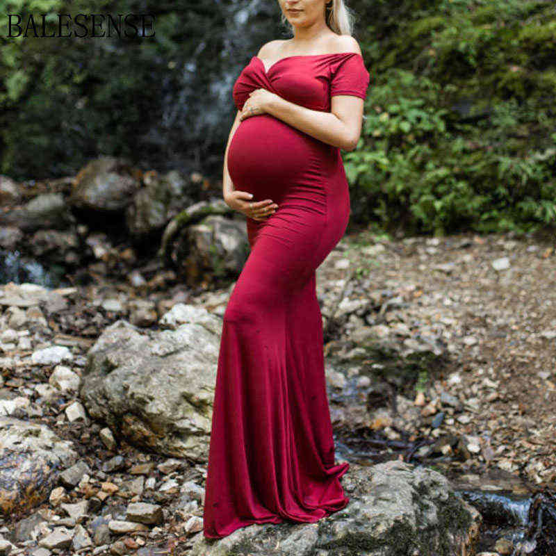 

Off Shoulder Pregnancy Dress Photo Shoot Cotton Maternity Maxi Gown Baby Shower Dresses Photography Clothes For Pregnant Women G220418, Black