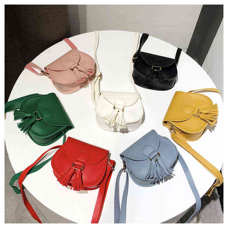 

7 Color Girls INS tassels PU Bags 2018 New Children fashion Single shoulder aslant coin purse Bags wallet A-730, Same as picture