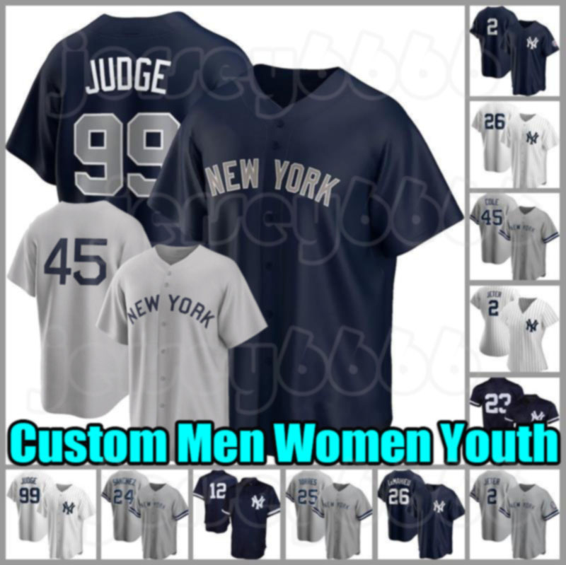 

99 Aaron Judge New 45 Gerrit Cole Baseball Jersey 2 Derek Jeter 48 Anthony Rizzo Yankees 27 Giancarlo Stanton Gleyber Torres Joey Gallo 26 DJ LeMahieu Josh Donaldson, Men custom cool base-have name(y j)