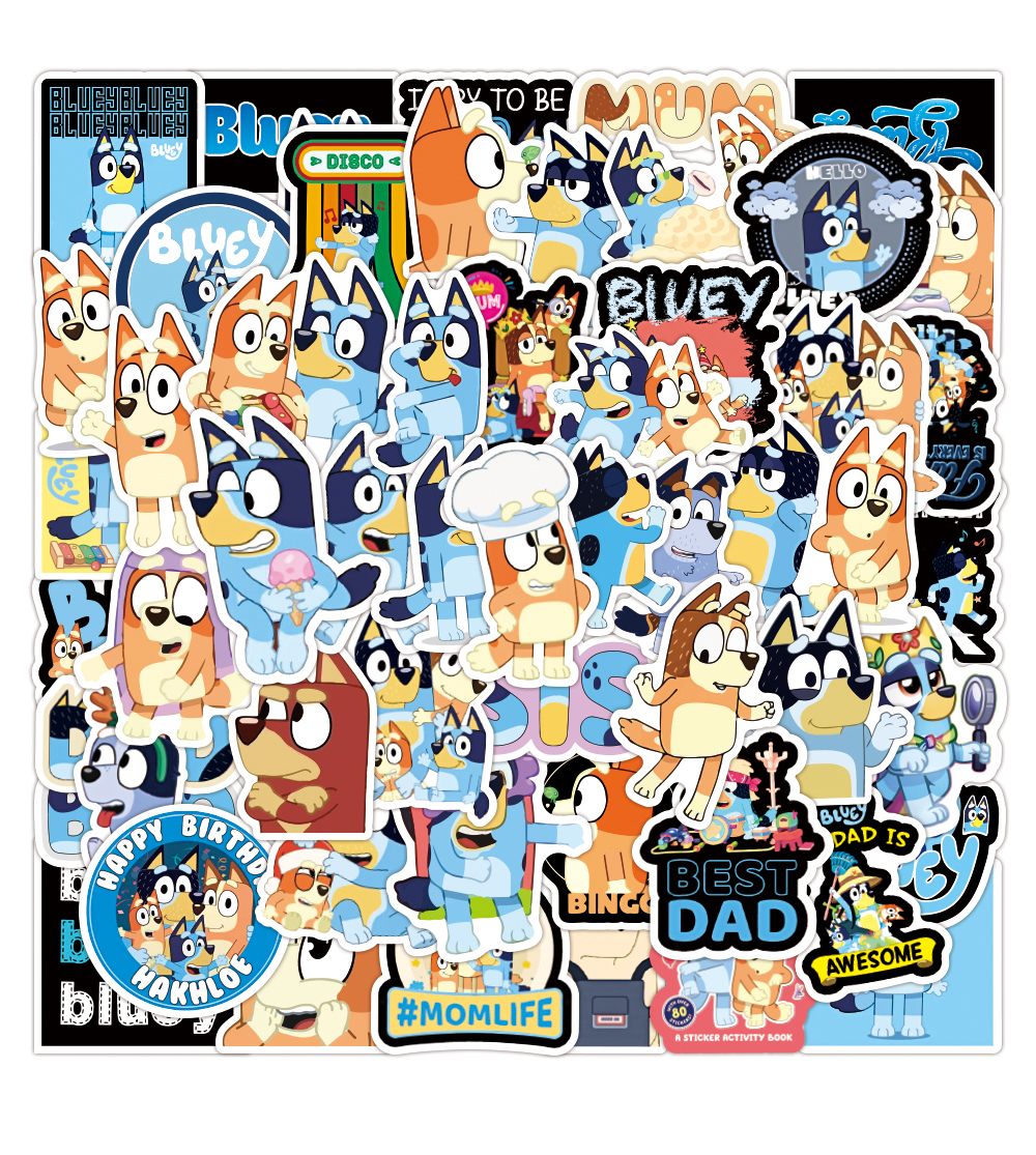 50 Bluey Cartoon Anime Stickers Pack For DIY Toys Kawaii Gifts Laptop Labels Decorative Scrapbooking Aesthetic Decals-image-762790070