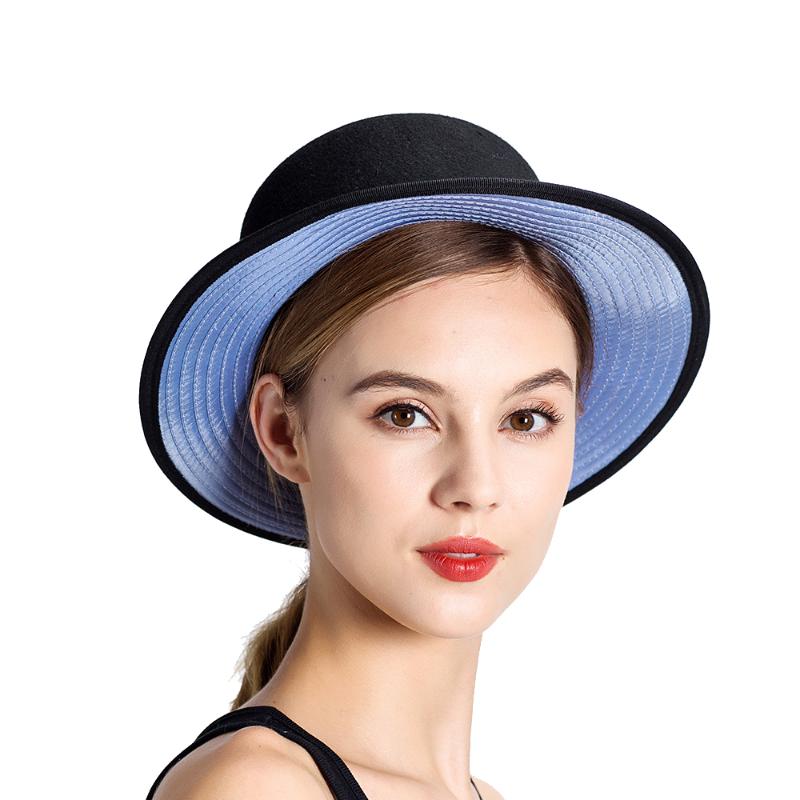 

Berets Vintage Fedora Bowler Bucket Hat Wide Birm Felt Hats Winter W10-4643Berets, Green