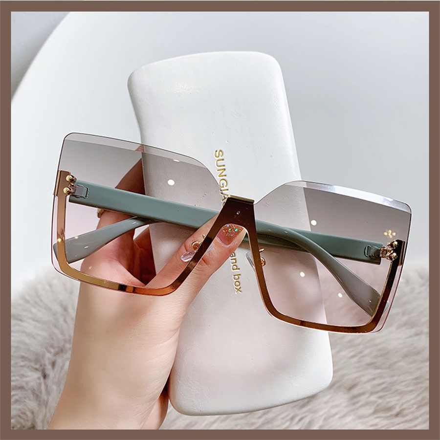 Lunettes de soleil en métal demi-monture mode femmes lunettes Protection UV lunettes 2022