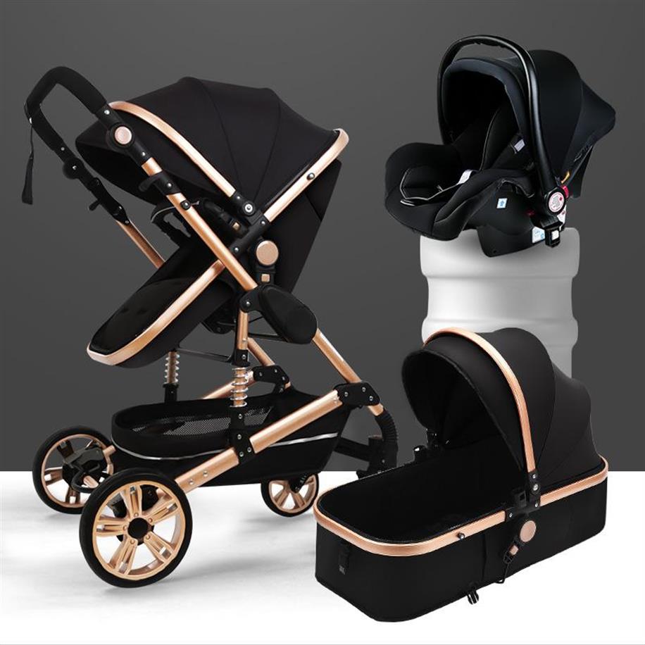 

Strollers# Luxury Baby Stroller High Landview 3 In 1 Portable Pushchair Pram Comfort For Born256q