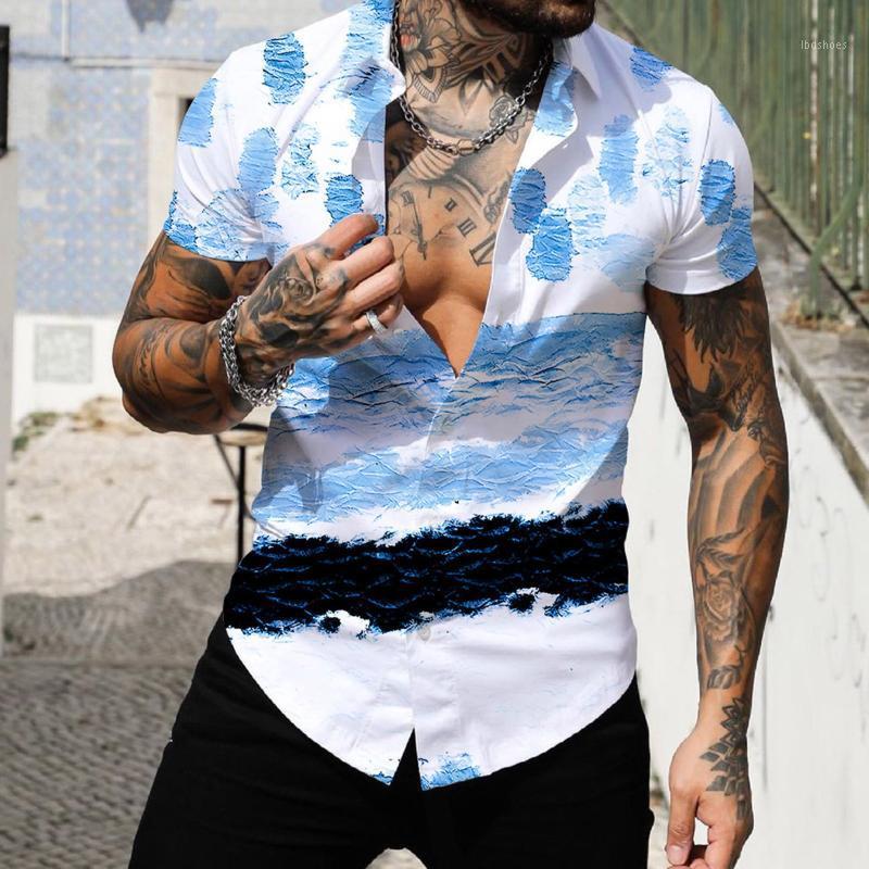 

Men' Casual Shirts Men Spring Summer Single Breasted Lapel Full Print Beach Short Sleeve Vacation Outdoor Holiday Loose Button Down ShirtMe, Black
