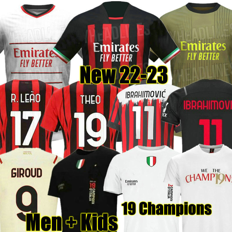 

19 Champions 21 22 23 GIROUD soccer jersey Fans player IBRAHIMOVIC football shirt 2022 TONALI REBIC Camiseta de futbol THEO BRAHIM R.LEAO Fourth 4th Ac Milans GIROUD, 21 22 away adult serie a