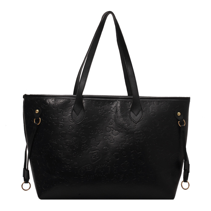 

Fashion womens totes bags trend summer casual shoulder bag large capacity handbag, Black