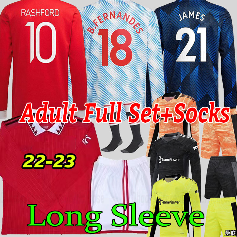 

mAnChesTERes long sleeve 21 22 23 VARANE SANCHO SHAW Man soccer jerseys utd FERNANDES MARTIAL UTD RASHFORD football shirt 2022 2023 men kit shirts set socks Ronaldo, 22-23 home