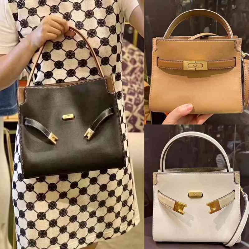 

TorysBurchs Handbag TB women's bag mini Lee double cowhide Single Shoulder Mess, New medium brown