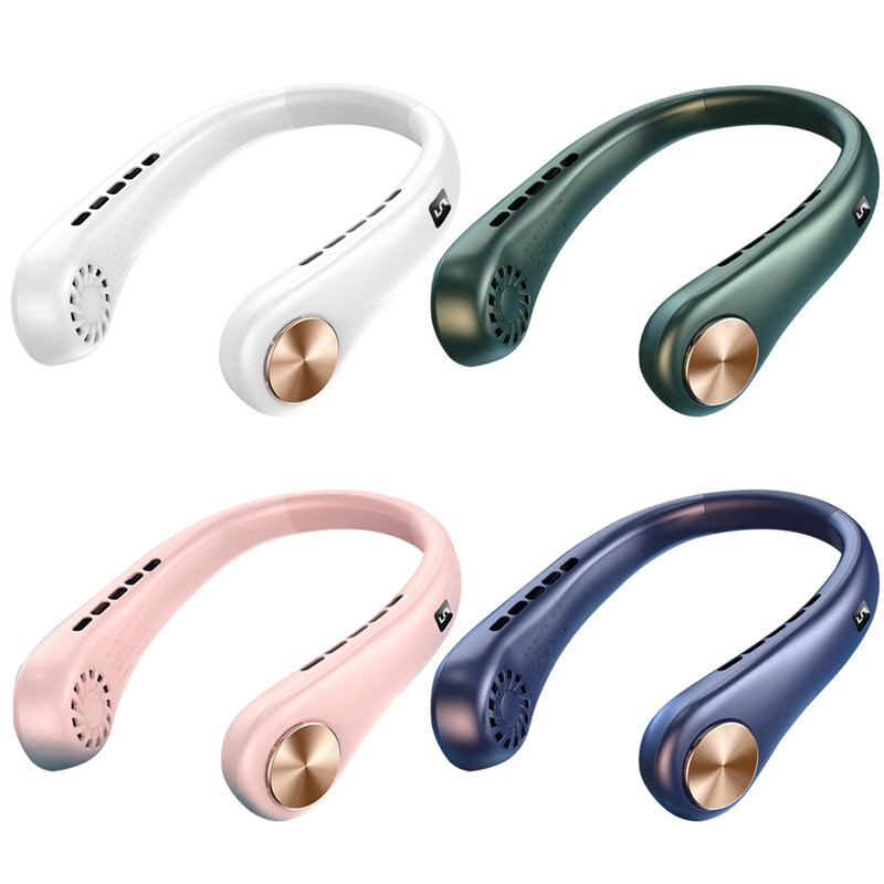 

USB 3000mAh LED Display Hanging Neck Fan Sundries Portable Summer Air Cooling Bladeless Outdoor Sports Travel Leafless Neckband Fans
