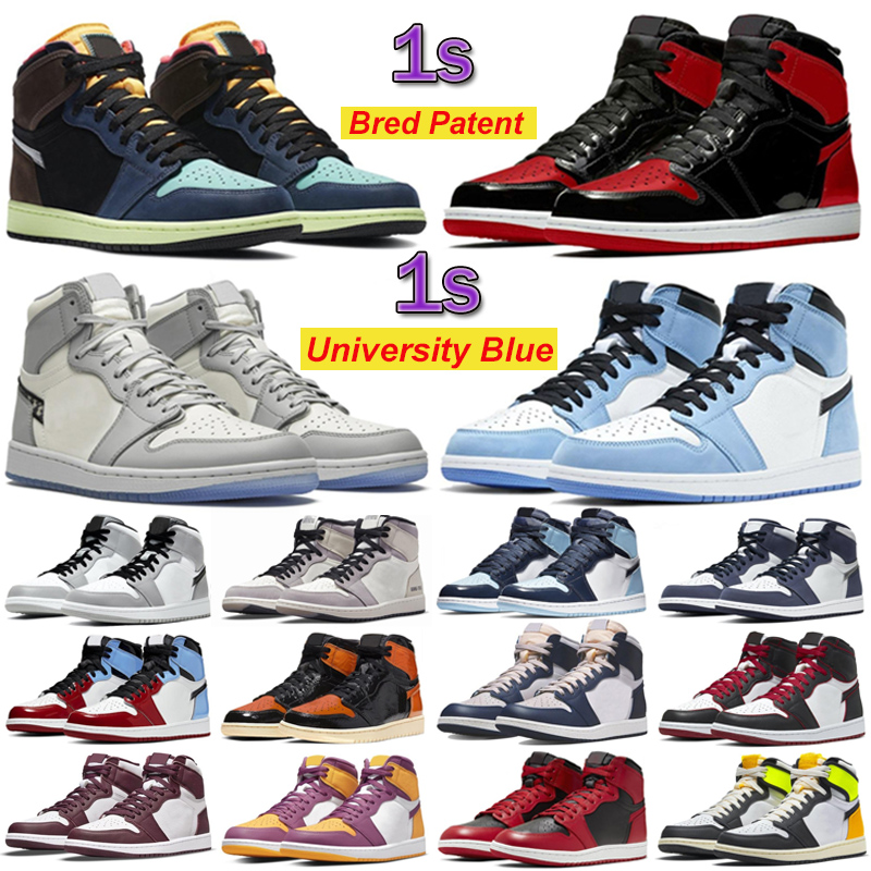 

Top Quality 1 1s mens Basketball Shoes Pine Green Bred Patent Dark Mocha Marina Blue Bubble Gum Obsidian Shadow Royal Toe men women trainers Sports Sneake, 16