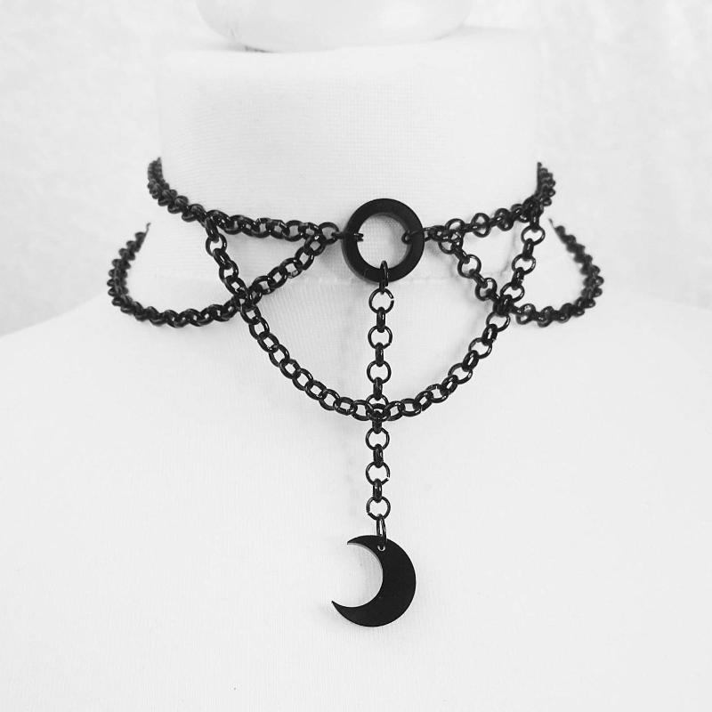 

Chokers Moon Gothic Chains O Ring Choker Choker, Necklace,