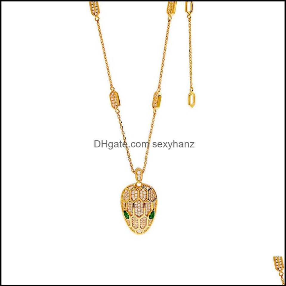 

Necklaces & Pendants Jewelryfashion Green Crystal Snake Head Pendant Neckla299z