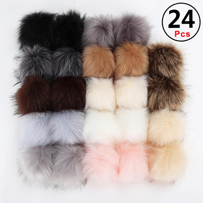 

Berets 16/18/20/24Pcs DIY Hats Accessories False Hairball Pom Handmade Artificial Ball Faux Fur PomPomBerets BeretsBerets, 34