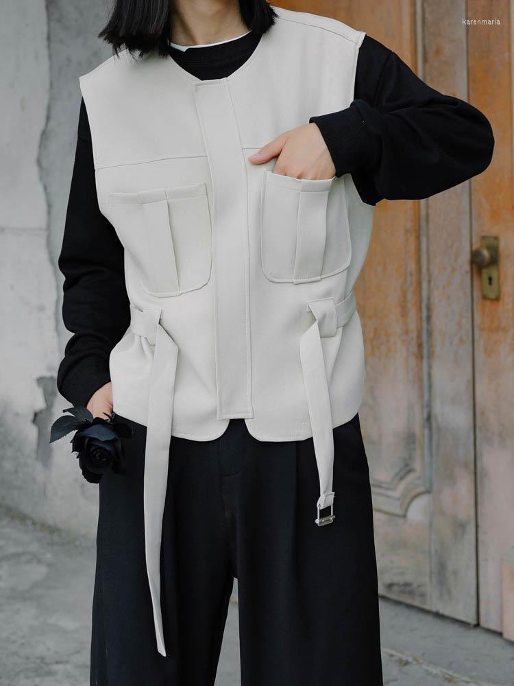 

Men' Vests Autumn Light Large Mature Style Loose Lace Up Short Vest Waistcoat Trendy Korean Sleeveless Coat Kare22, Black