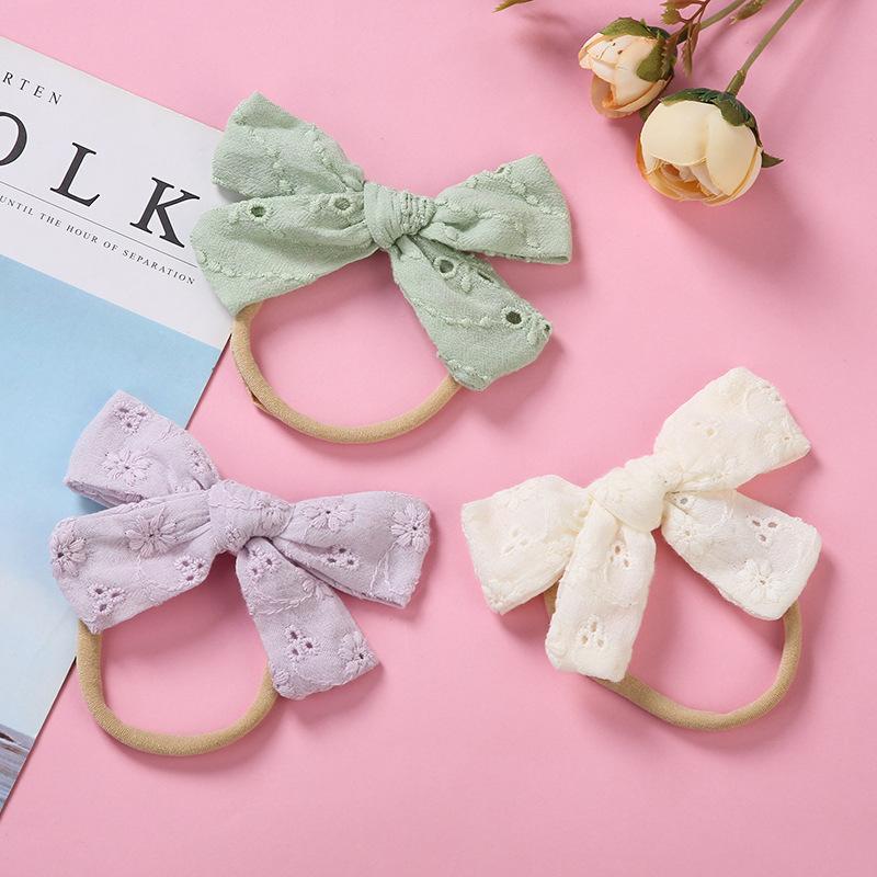 

Hair Accessories Baby Headband Bow Girls Kids Embroidered Born Nylon Hairband Infant Cotton Lace Headbands Soft Bandeau Fille