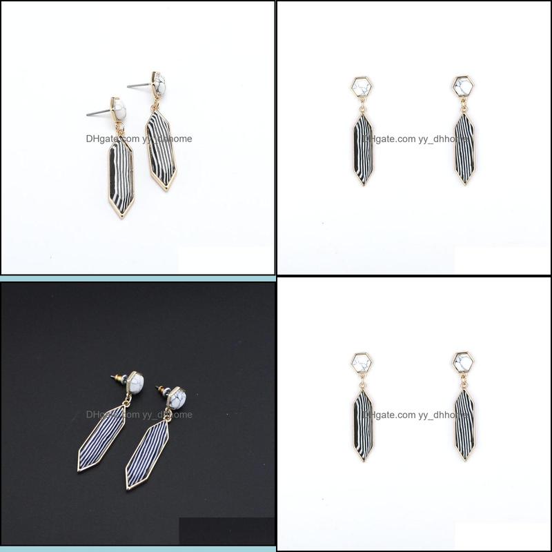 

Stud Gold Color Turquoise Metal Hexagon Zebra Black Stripe Stone Earrings For Women Jewelry Drop Delivery 2021 Yydhhome Dh8T2