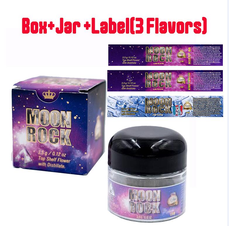 

3.5 grams Moonrock Glass Jar Top Shelf Flower With Distillate GLASS JAR Packagings Misty OG King Cavi OG ICE WATA MOONROCK jARS