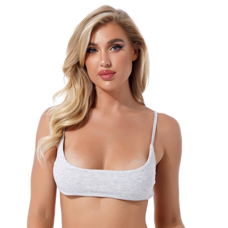 

Bras Sets Women Erotic Lingerie Fashion Scoop Neck Sleeveless Sexy Crop Top Adjustable Shoulder Straps Backless Vest Tops Ribbed CamisoleBra, Black
