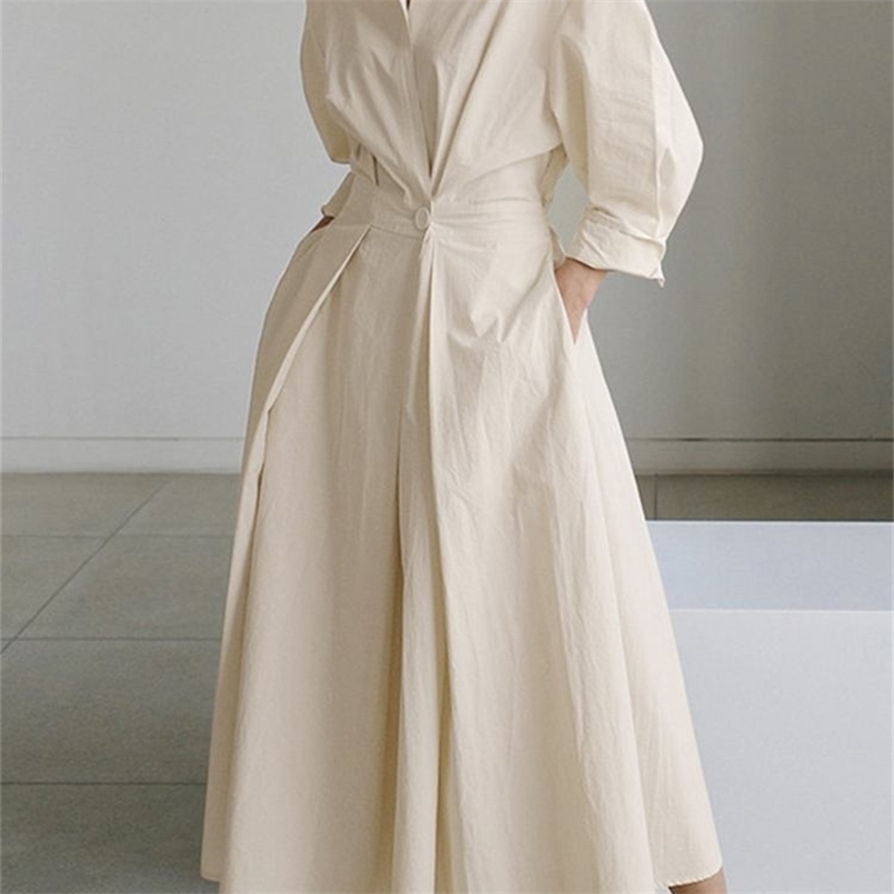 Surdimensionné élégant femmes printemps Robe d'été ZANZEA mode revers cou à manches longues solide chemise Robe OL Vestidos Robe Femme 220611