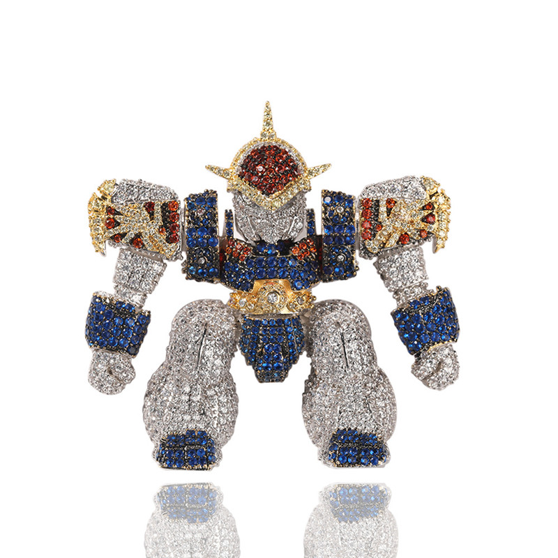 

Cartoon Character Pendant Copper Micro Paved Zircon 3D Robot Pendant Necklace for Men Women