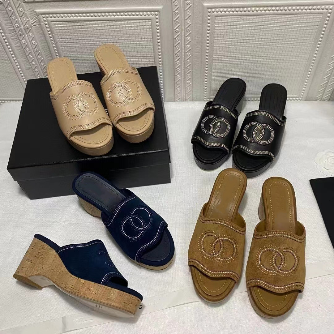 

2022 summer new slope heel thick soled sandals goddess series has fragrant family characteristics, elegant celebrity temperament, super durable size 35-40, Chocolate