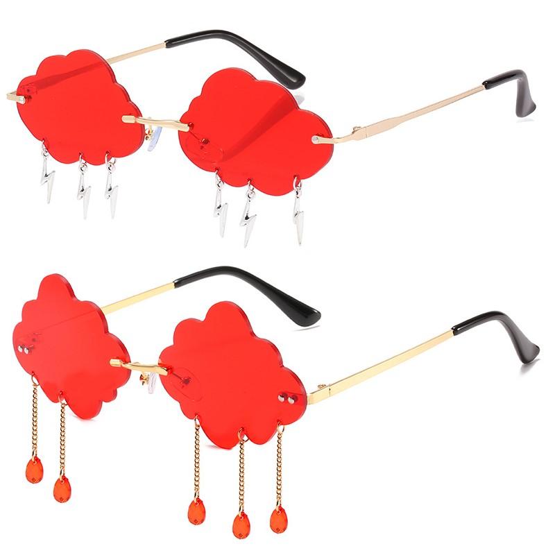 

Sunglasses Fashion Rimless Cloud Shape With Tassel Pendant Sun Glasses Women Luxury Funny Steampunk Shades Brand DesignerSunglasses