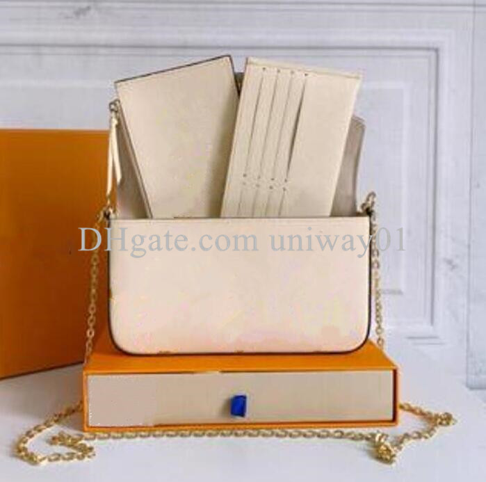 

Women Bag Handbag purse clutch Leather original box three in one flower shoulder cross body messenger fashion designer, 80498