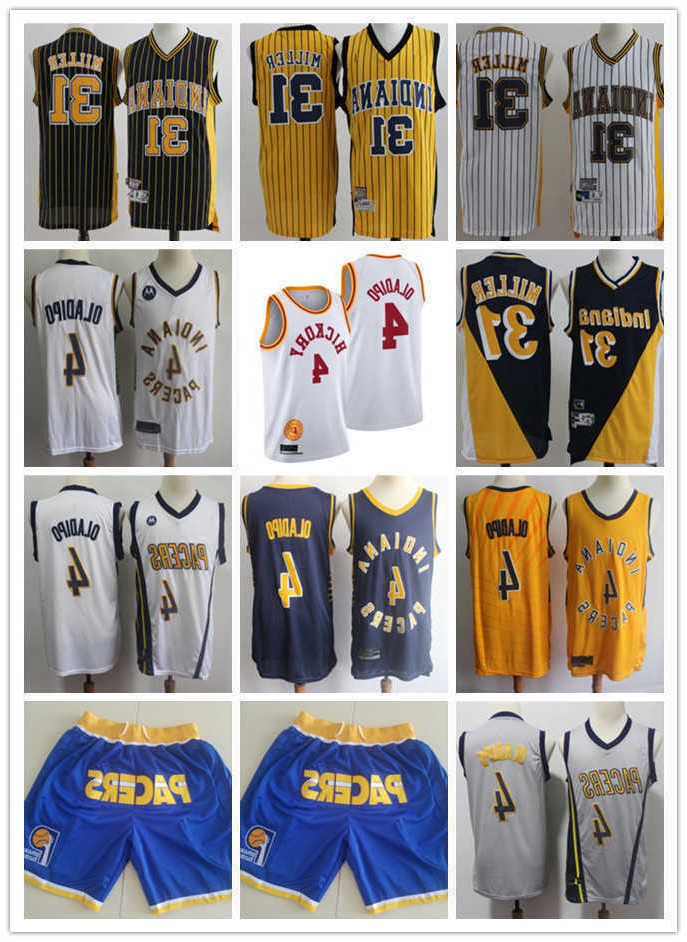 

Indiana''Pacers''Men jersey Throwback Reggie 31 Miller Victor 4 Oladipo Basketball Shorts Basketball Jersey Black yellow white blue, Color