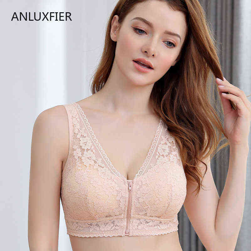 

H9669 Special Bra Underwear Mastectomy Artificial Prosthesis Bra Women Front Button Zipper Lace Sexy Thin Gather Bras Lingerie T220726, Gray
