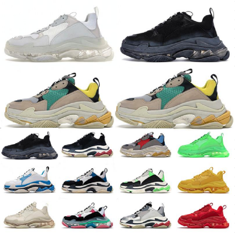 Triple S Men Women Dad Shoes 17FW casual shoes Clear Bubble bottom mens Sneakers black red Old Grandpa Trainer chaussures size 36-45