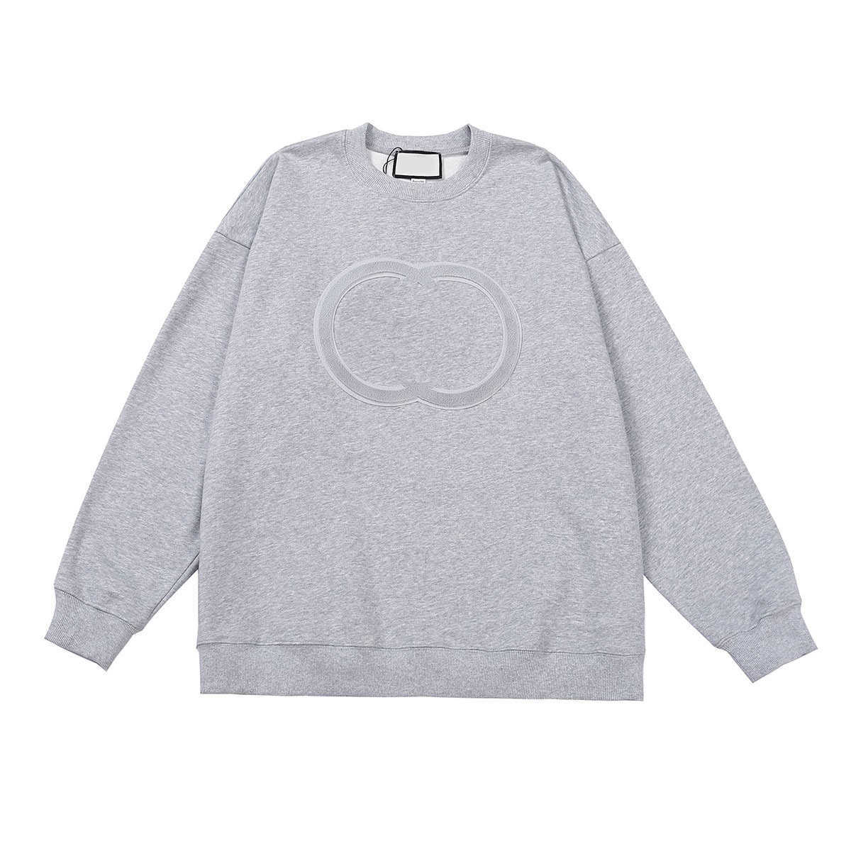 

New AOP jacquard letter knitted sweater in autumn / winter 2023acquard knitting machine e Custom jnlarged detail crew neck cotton cwt7s8f, Gray