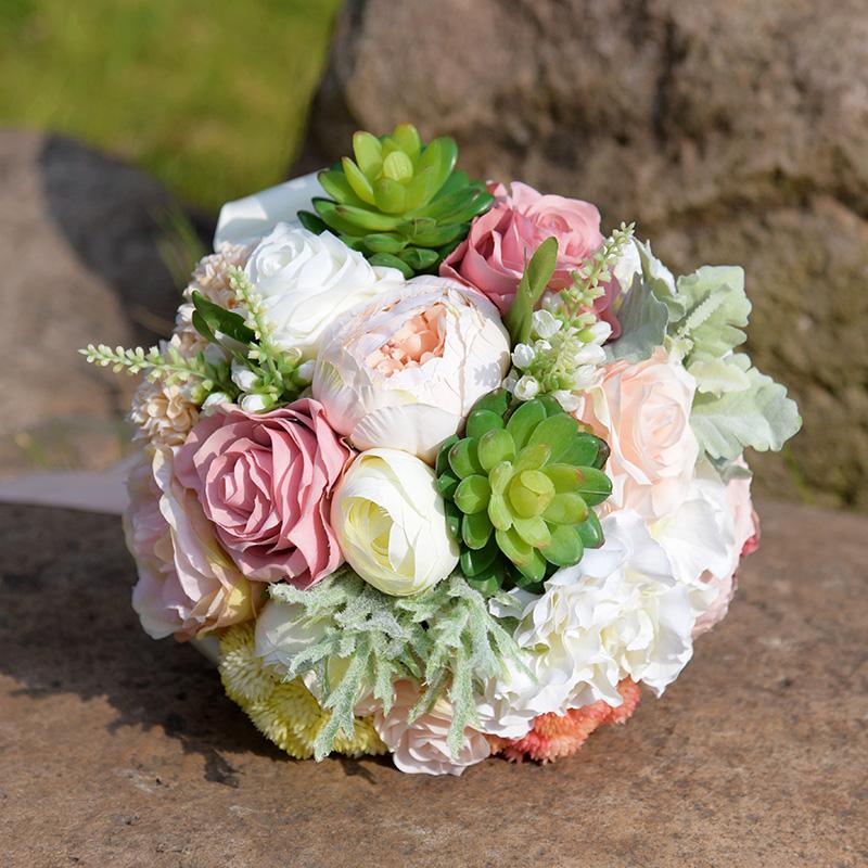 

Wedding Flowers SESTHFAR Succulent Plants Bouquet Chic Romantic Bridal Silk