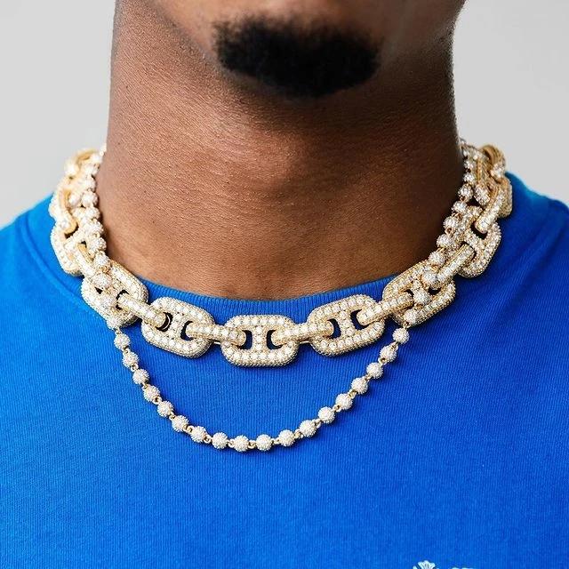 

Chokers Fashion Hip Hop Iced Out Bling Coffee Bean CZ Paved Big Heavy Miami Cuban Link Chain Choker Cool Necklaces Jewelry For MenChokers