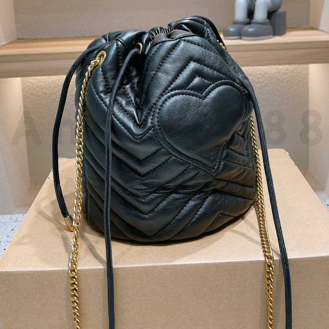 

Love Luxury Designer Brand Senior Bucket Bags Fashion Shoulder Handbags High Quality Chains Phone Women Bag Wallet Metallic Cross body Totes, Wpicture color with logo 20x21x16cm