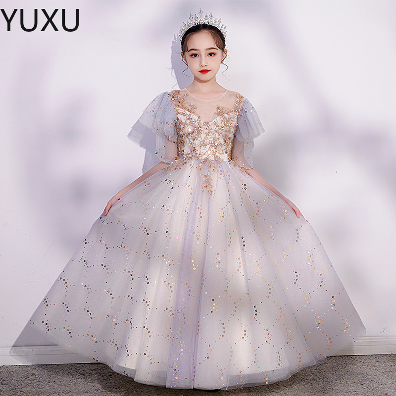2022 Vintage Flower Girls' Dresses Baby Infant Toddler Baptism Clothes Satin Ball Gowns Birthday Party pageant Dress sequined Custom Made Pu-image-759257452