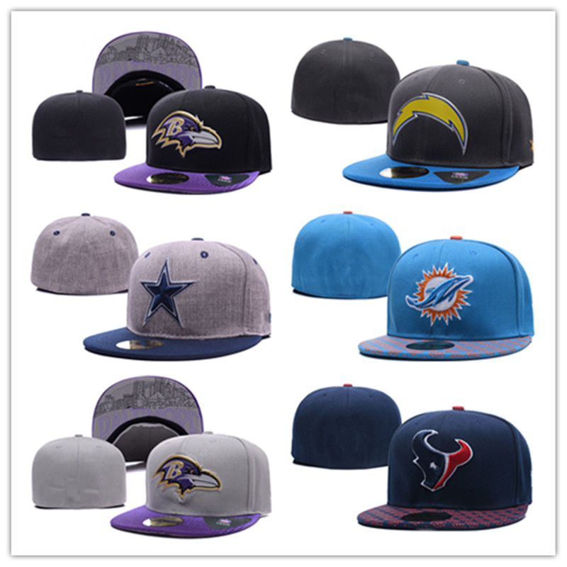 

Wholesale All Team football Fitted Caps High Quality Men's Sport Snapbacks Flat Brim on Field Full Closed Designer Baseball hats, 10