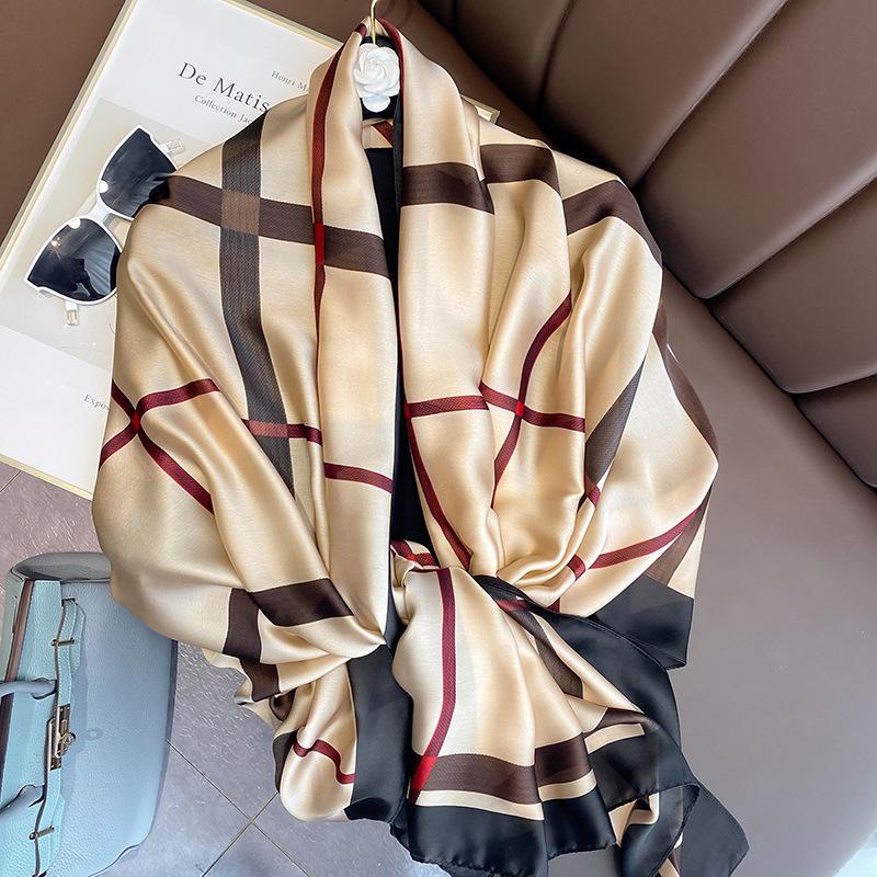 

Scarves 2022 Women Silk Scarf Beach Shawl Echarpe Summer Wrap Female Bandana Ladies Chiffon Foulard Muffler