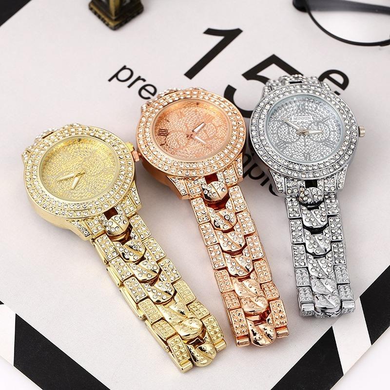

Wristwatches Women Watches Diamond Gold Watch Ladies Rhinestone Bracelet Woman Relogio Feminino