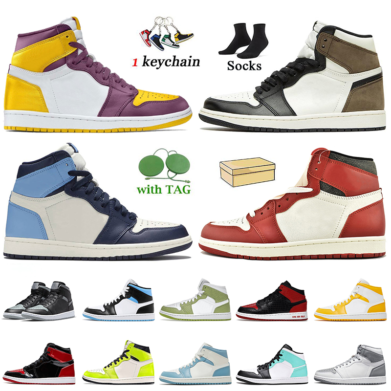 

High OG 1 Mens Basketball Shoes 2022 With Box Jumpman 1s Chicago Reimagined Cactus Jack Bred Text Green Python Visionaire Seafoam University Blue Women Men Sneakers, 8 mid university gold 36-46