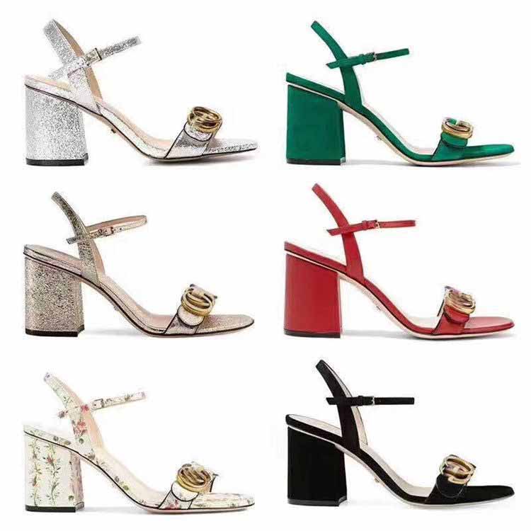 

22S GU-Shoes Double Womens summer sandal design sandal high heels block heeled sandals genuine leather ankle strap 35-42