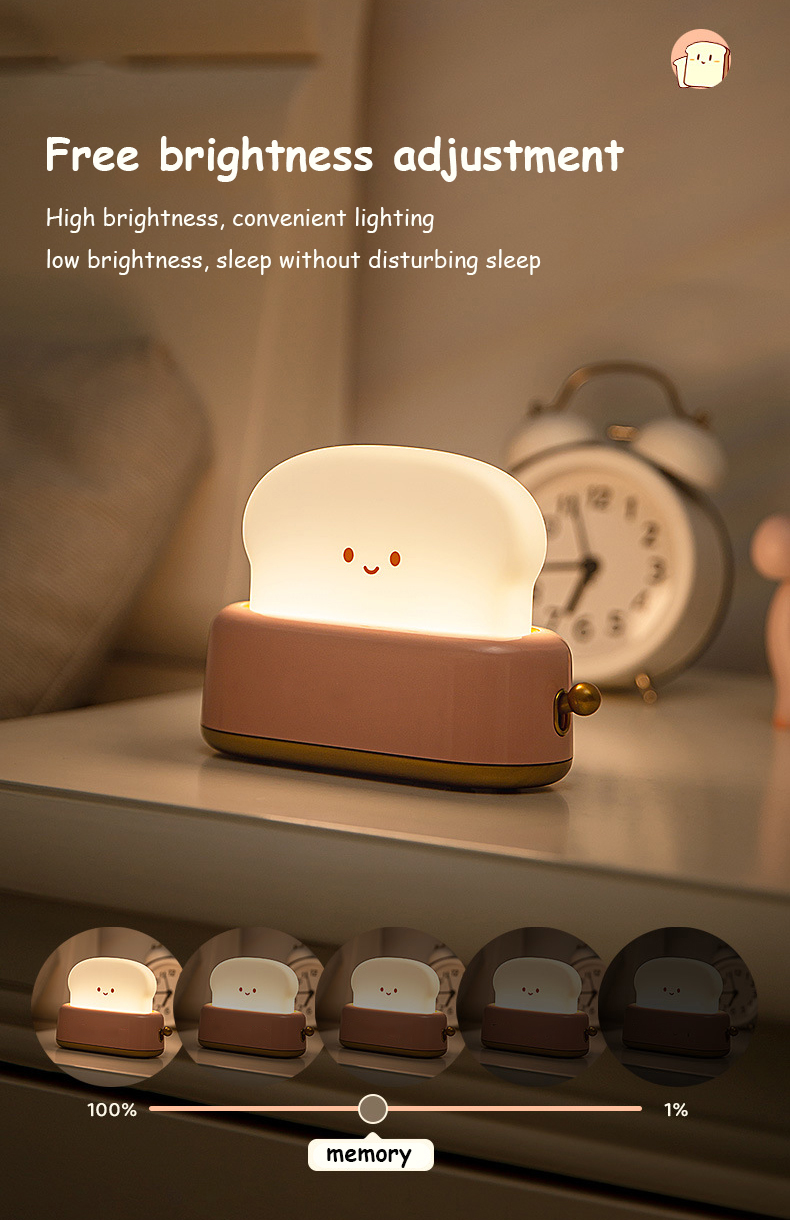 LED Bread Machine Nacht hellschriebloses Abschalten der Nachtlampe USB -Ladung Desktop Dekorative Lampe Babyzimmerbeleuchtung