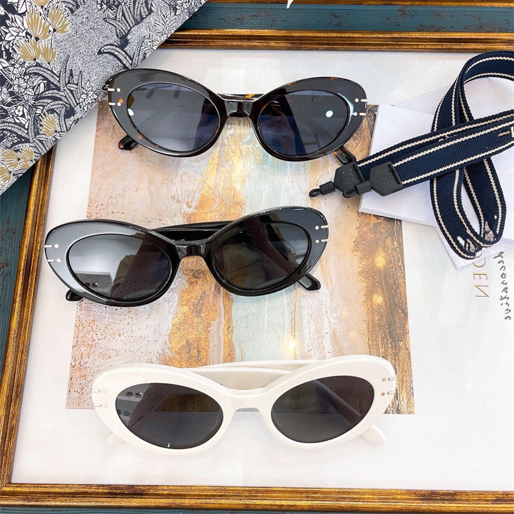 Designer Sunglasses 22 Year New D-house Ins Same Oval Cat's Eye Damp Plate Uv Sunglass Star Sunglass B3u