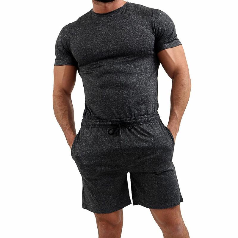 

Men's Tracksuits Mens Running Set Fitness Short Sport Quick Dry Compression Sets Sleeve Shirt + Shorts For Man Outdoor Sportswear D30, Black