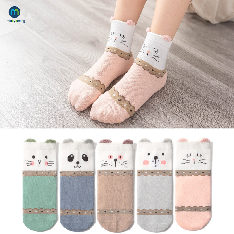 

5 Pairs/Lot Cartoon Cat Animal Soft Cotton Knit Baby Socks Kids Boy born Baby Girl Boys Socks Clothes Accessories Miaoyoutong 220615, Sx506-chujv