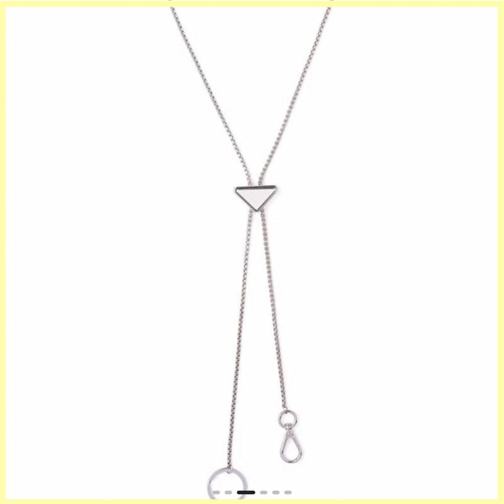 Mens Womens Designer Necklace Fashion Triangle Silver Necklaces Sweater Chain Pendant Neckwear For Women Luxury Jewelry Key Chain 293l