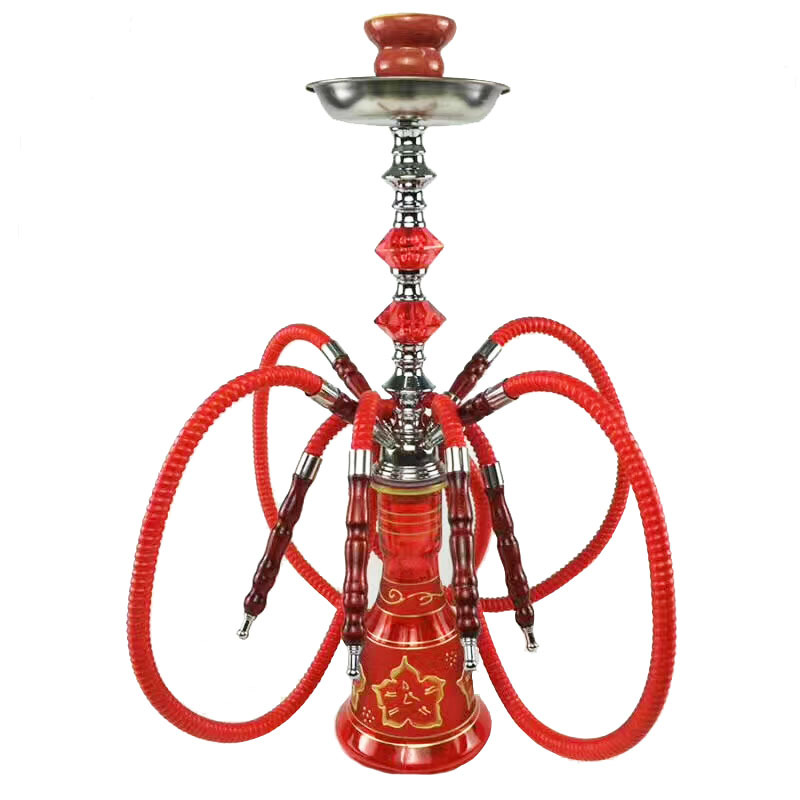 

2022 new design 4 pipe glass medium shisha hookah set galss water pipe