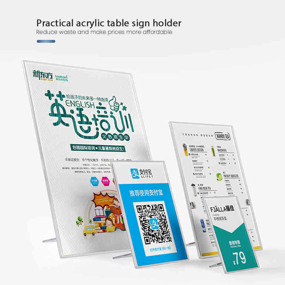 Simple Acrylic A5 Sign Holder Display Stand Clear Paper Picture Menu Photo Frame Card Holder-image-671148833